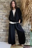 Basso Button Drape Batwing Shirt Black